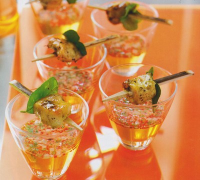 picture of Lime leaf chicken with sweet chilli and peanut dipping sauce
 Canape